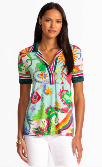 The Janie Favorite Short Sleeve Swing Polo-Kayla T15425-5
