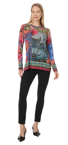 The Janie Favorite Long Sleeve Crew Neck Tee-Grand Canel Scarf Print