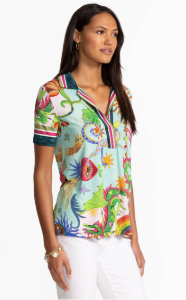 The Janie Favorite Short Sleeve Swing Polo-Kayla T15425-5