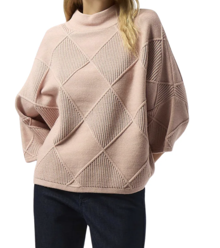 Textured Sweater Knit Mock Neck Pullover 253943