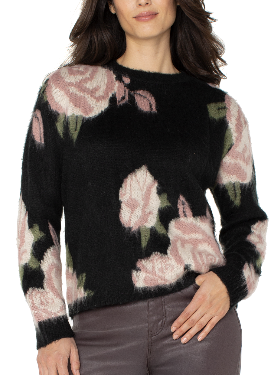 Long Sleeve Crew Neck Dropped Shoulder Sweater LM8H85SR12