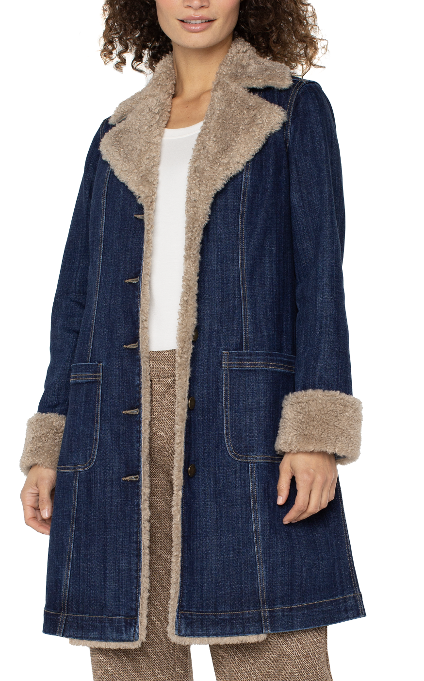 Sherpa Trimmed Notch Collar Jacket 38&quot; LM1C05FH5