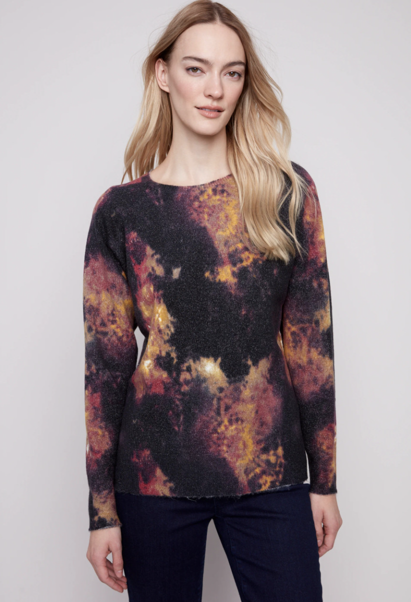 Reversible Printed Raglan Sleeve Sweater C2268Y
