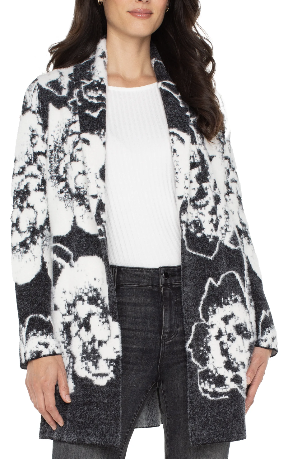Long Sleeve Open Front Shawl Sweater Coat LMC007SK32