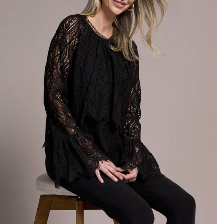 Tiered Blouse W/Lined Body 2411O