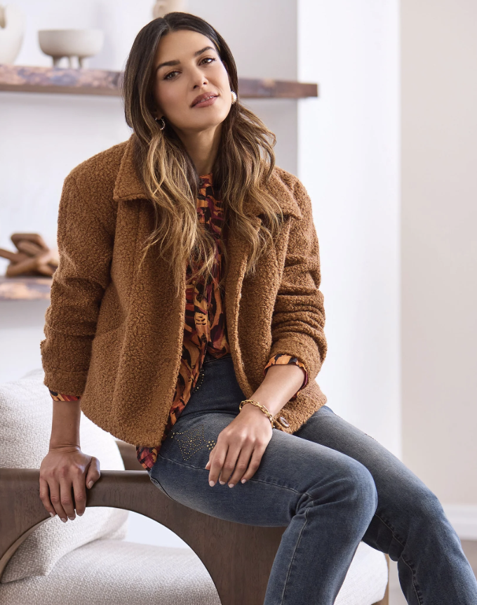Button Front Boucle Jacket 5907O