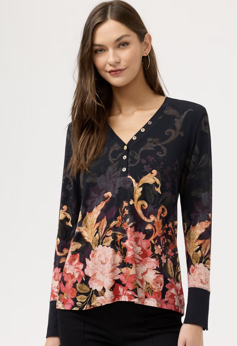 The Janie Favorite Henley Top-Cherie T17625-9