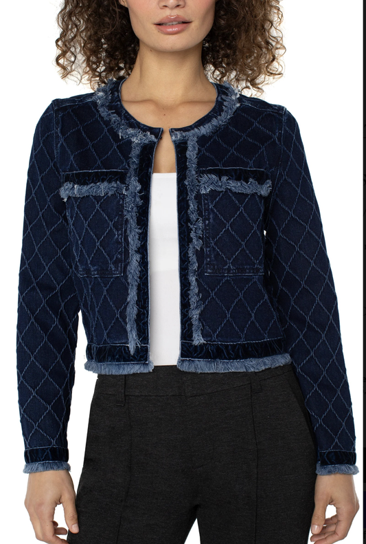 Fray Edge Jacket W/Velvet Trim LM1C04QLC