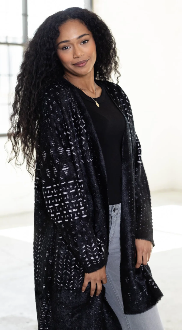 Collarless Open Front Sweater Coat LMC006SK46J5