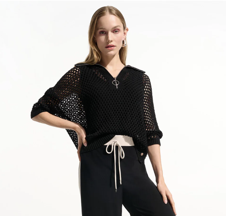 1/4 Zip Textured Top 261634