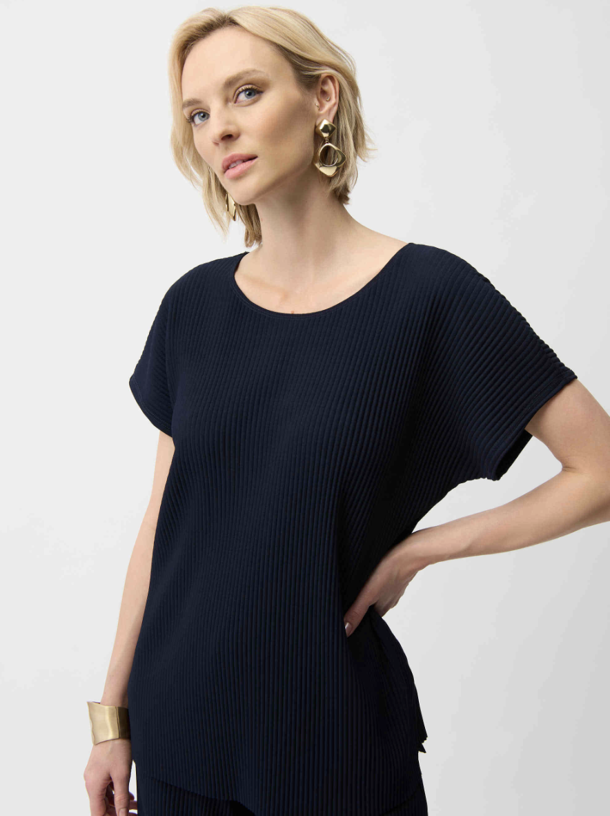 Pleated Scuba Crepe Short Sleeve Top 261192