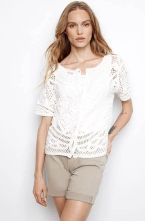 Short Sleeve Crochet Sweater C2965