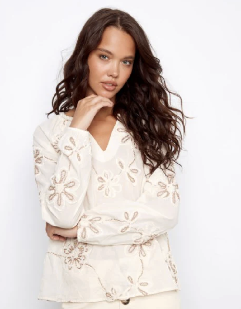 Textured Embroidered Blouse C4570DR