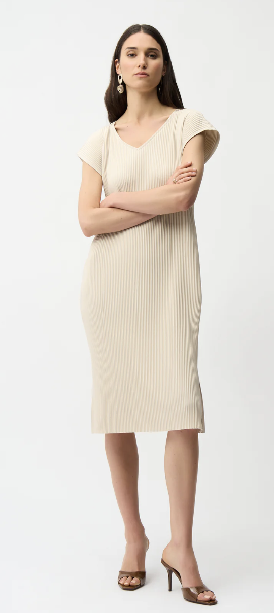 Pleated Scuba Crepe Straight Dress W/Pockets  2612852