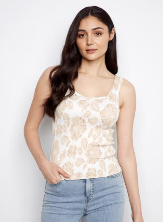Printed Smocked Tank Top C1444PK