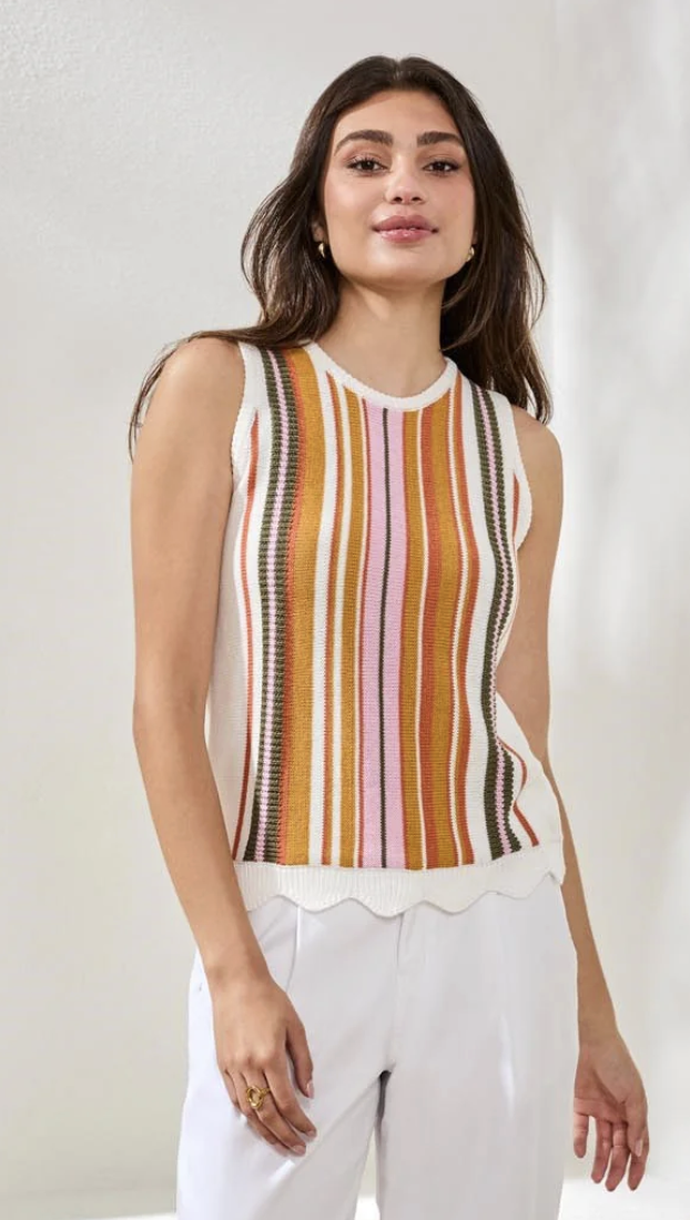 Crew Neck Sleeveless Sweater 6117O