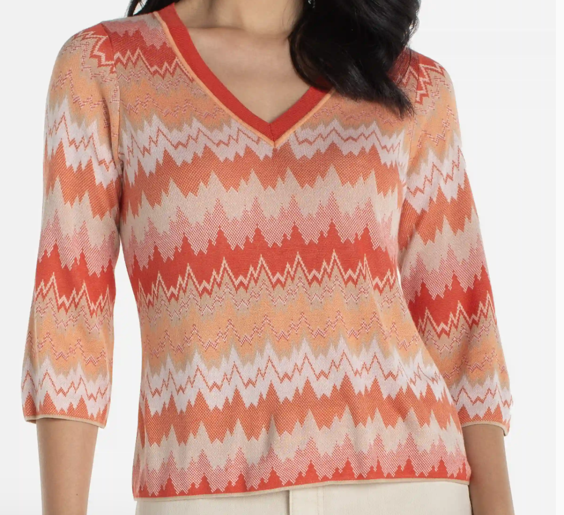 3/4 Sleeve V Neck Sweater LM8J85ST11