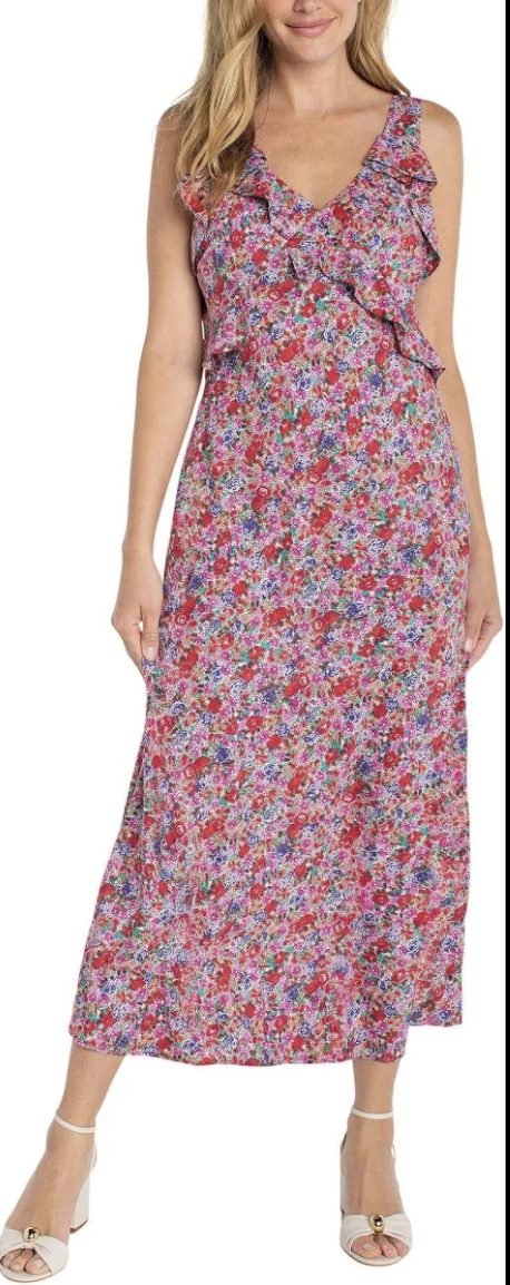 Sleeveless Ruffle Front Maxi Dress LMD030PW3P43