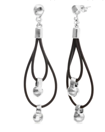 Gravity Leather Silver Earring PEN1061MARMTL
