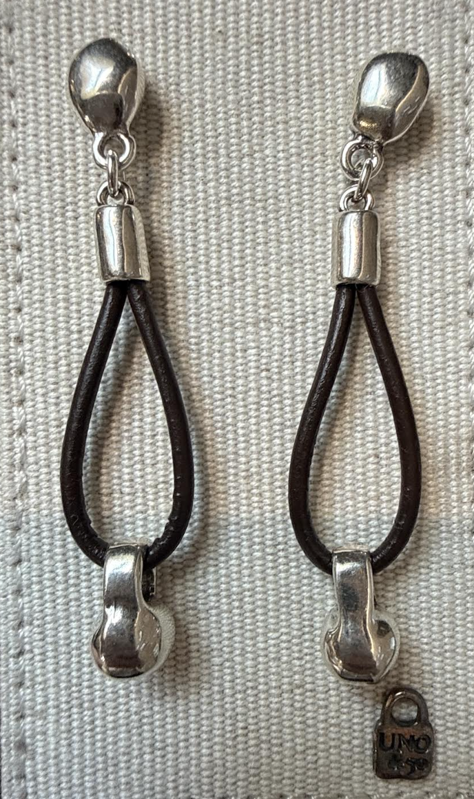 Gravity Leather Silver Earring PEN1062MARMTL