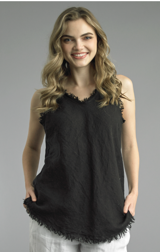 Raw Edge Linen Top 7096A