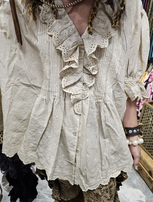 Eyelet Cream Top