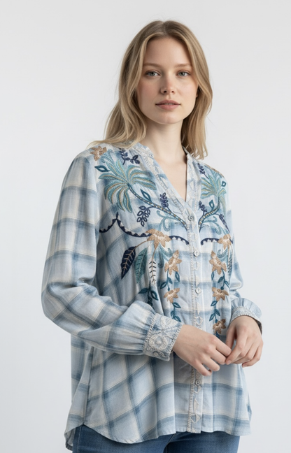 Relaxed Button Down Shirt-Una W10226-3