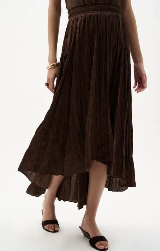 Pleated Satin Flare Skirt 262960