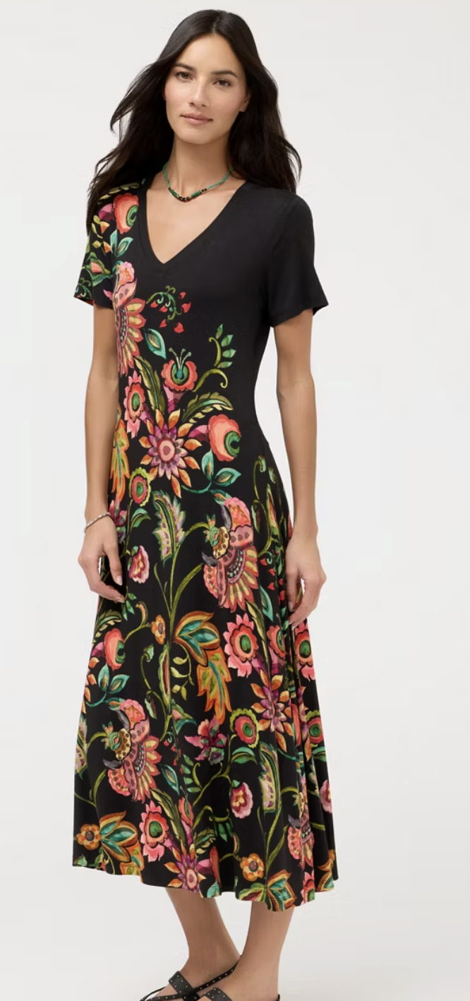 The Janie Favorite V-Neck Cap Sleeve Dress Valley T31426-4