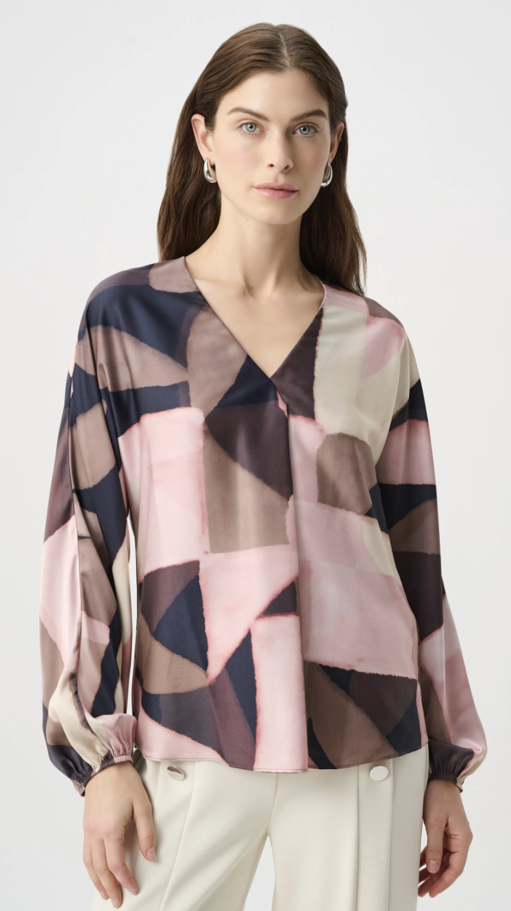 Geometric Print Recycled Satin Top 264197