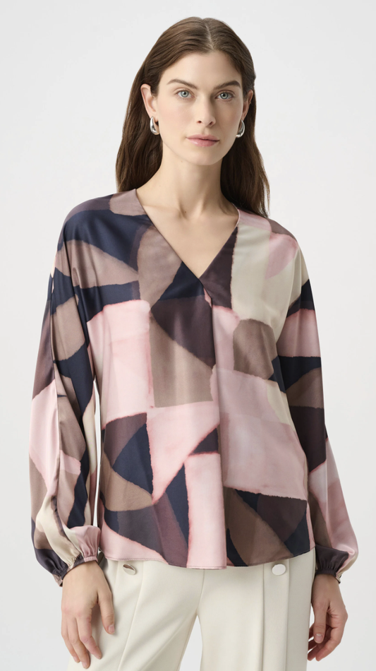 Geometric Print Recycled Satin Top 264197