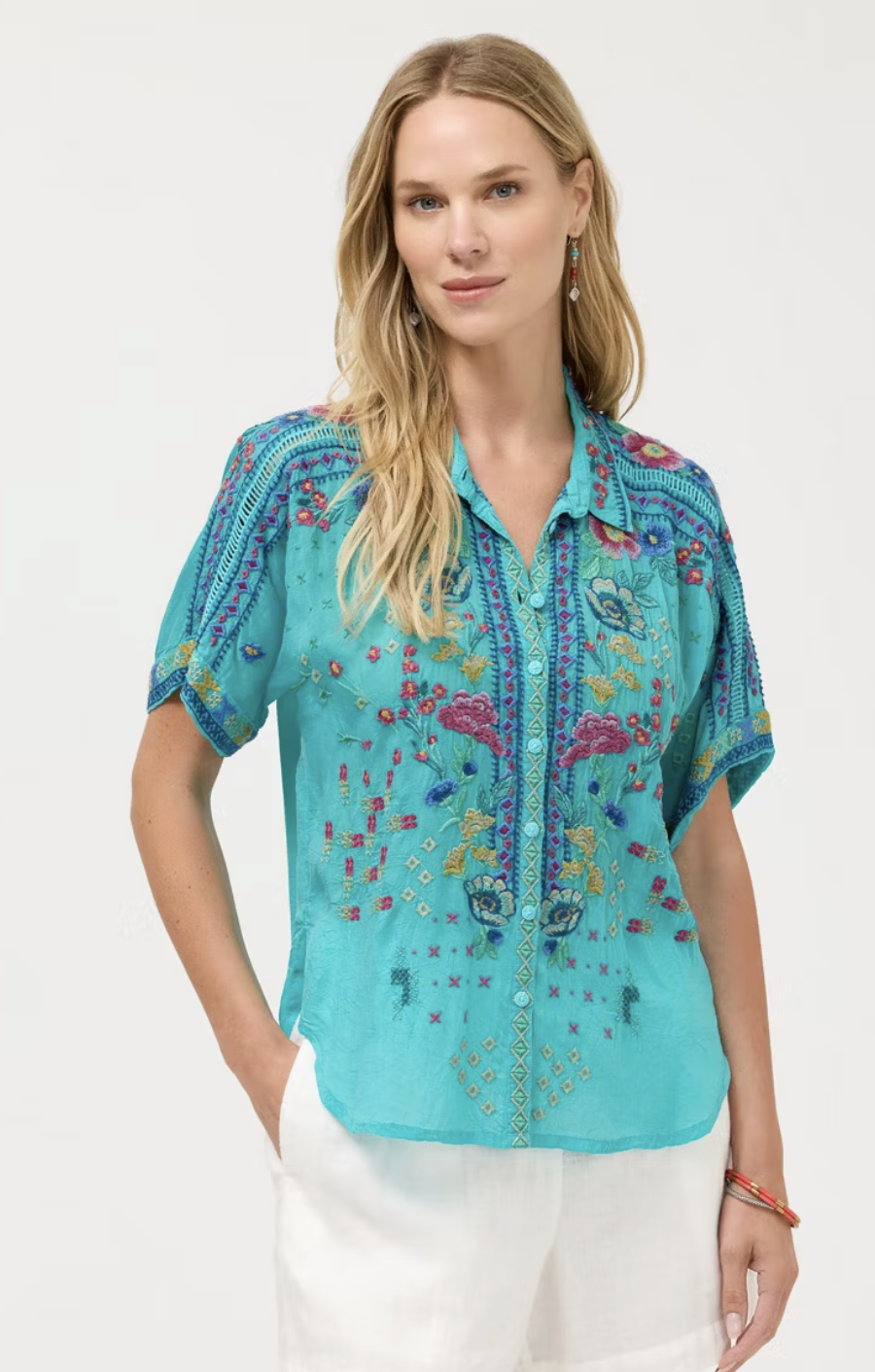The Audrey Short Sleeve Shirt-Lunes C17626-5