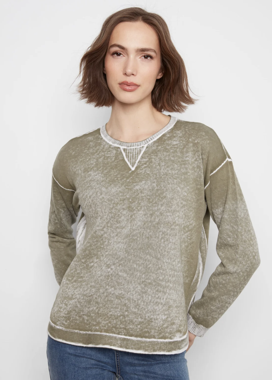 Long Sleeve Crew Neck Printed on Reverse Sweater C2010