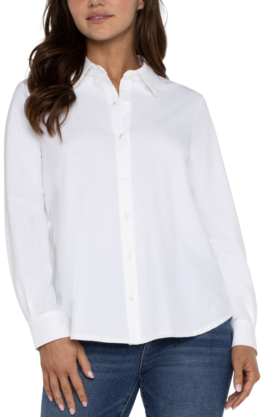 Long Sleeve Button Front Knit Shirt LM8E25ETK