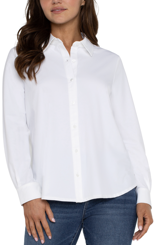 Long Sleeve Button Front Knit Shirt LM8E25ETK