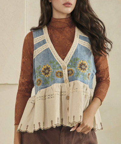 Sunflower Embroidery Vest JV1076