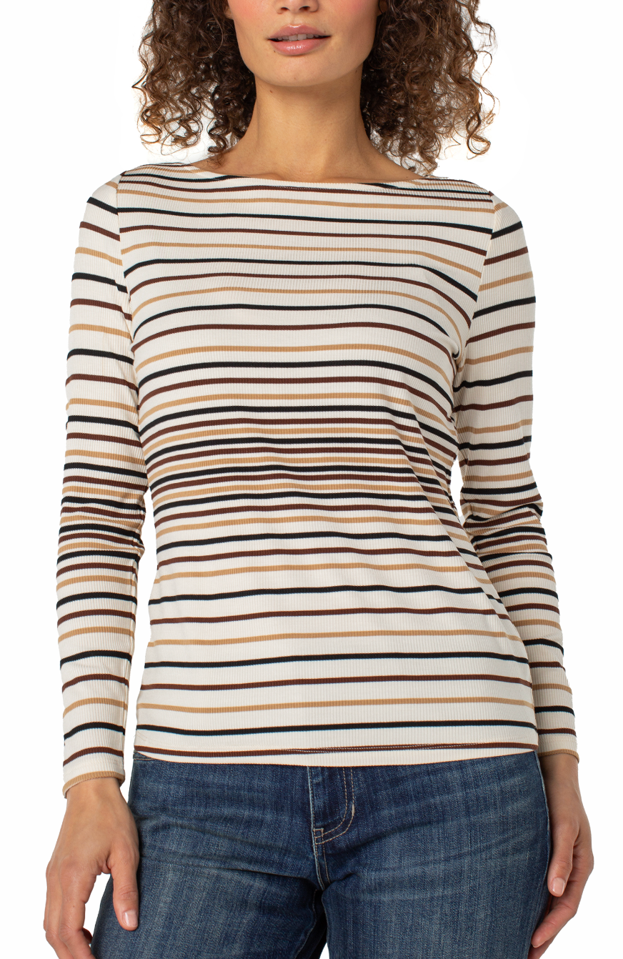 Long Sleeve Boat Neck Knit Top LM8E22KB12