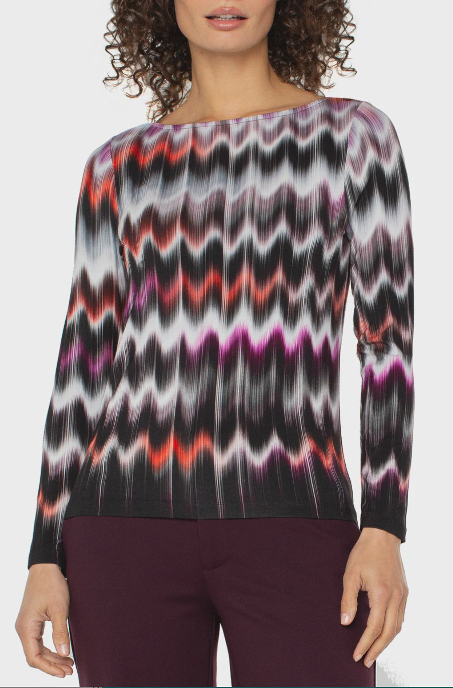 Long Sleeve Boat Neck Knit Top LM8E22PK1P90