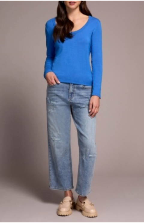 Scoop Neck Knit Top W/Side Slits 5895O