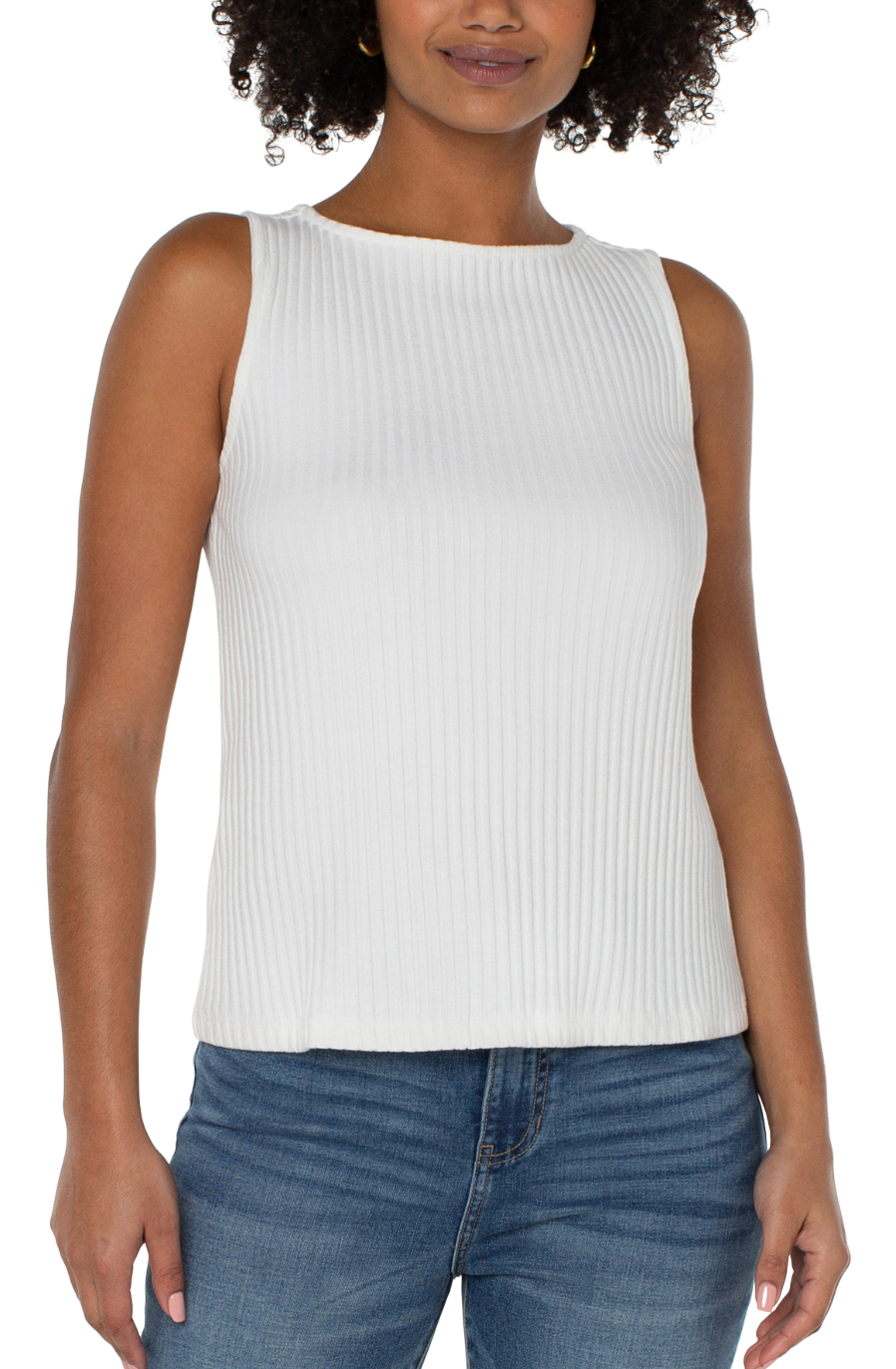 Sleeveless Boat Neck Ribbed Knit Top LM8747K61