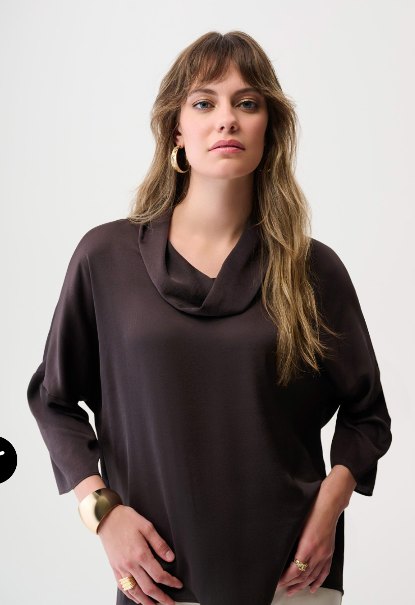 Recycled Satin Boxy Tunic W/Cowl Collar 254217