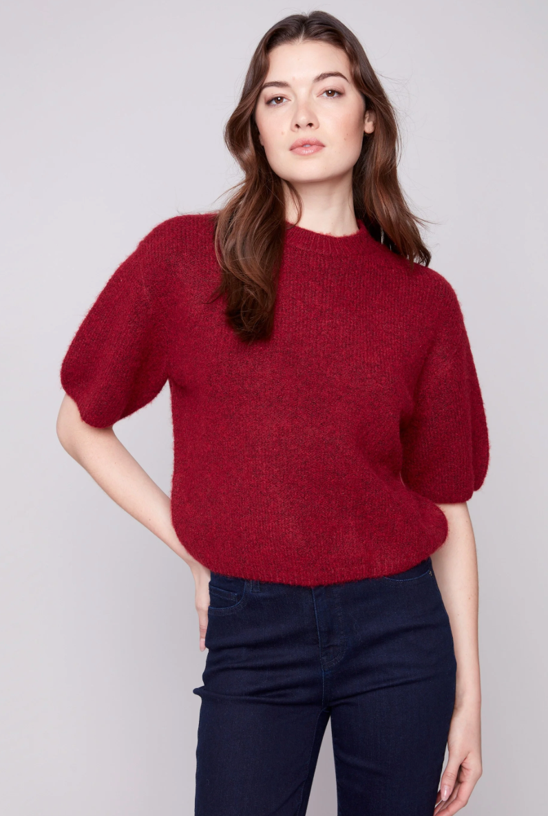 Elbow Sleeve Balloon Shape Sweater C2858