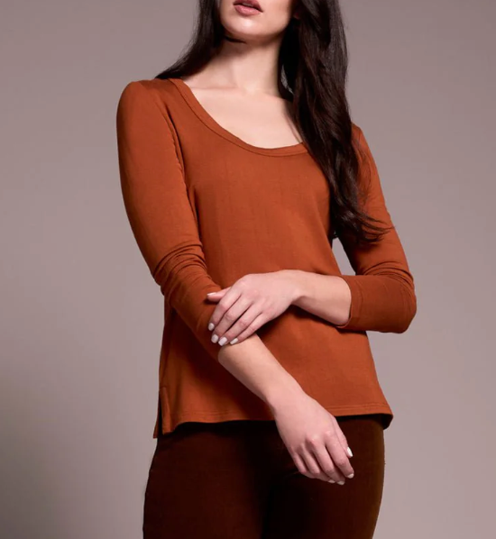 Scoop Neck Knit Top W/Side Slits 5895O