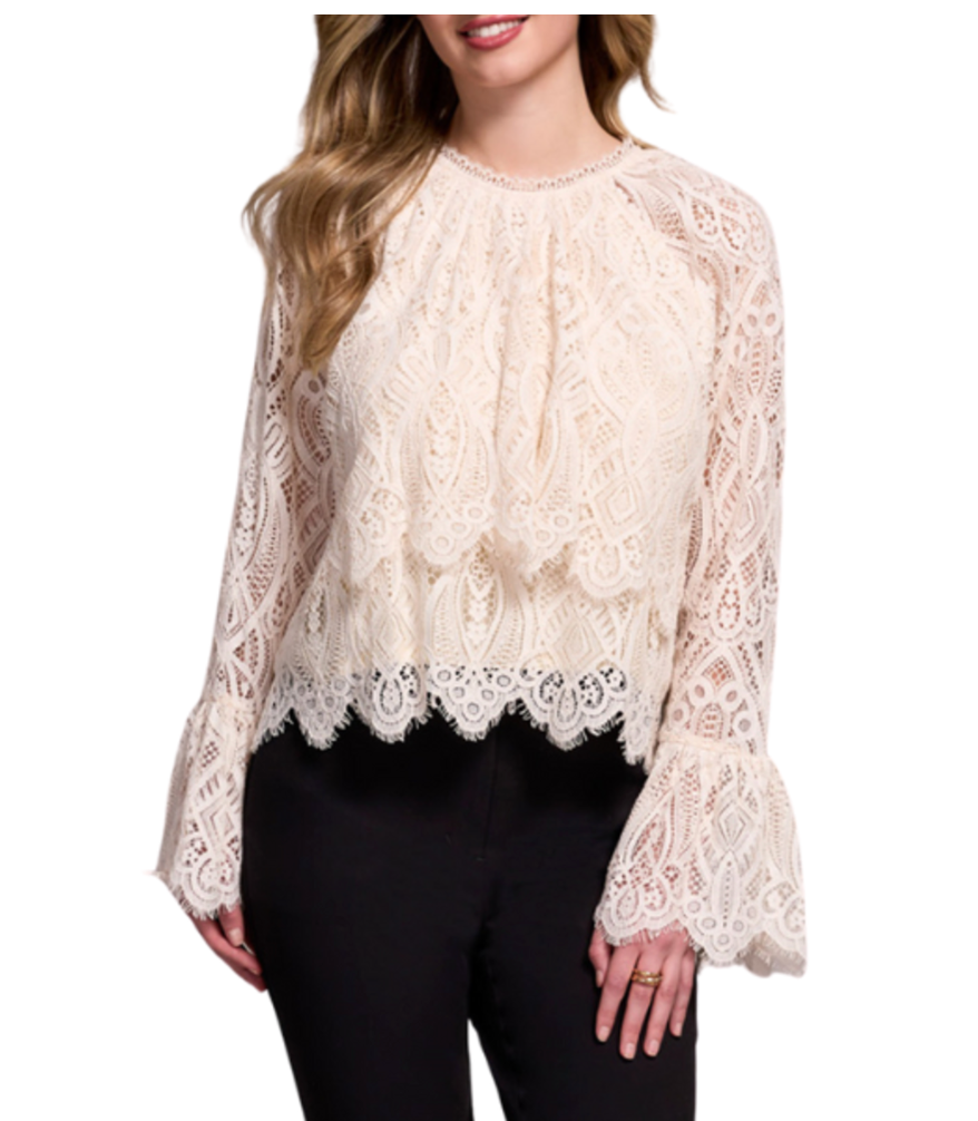 Tiered Blouse W/Lined Body 2411O