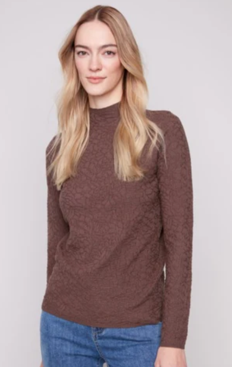Mock Neck Textured Sweater C2861