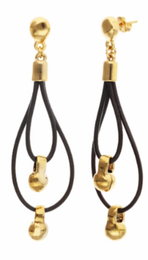 Gravity Leather Gold Earring PEN1061MARORO