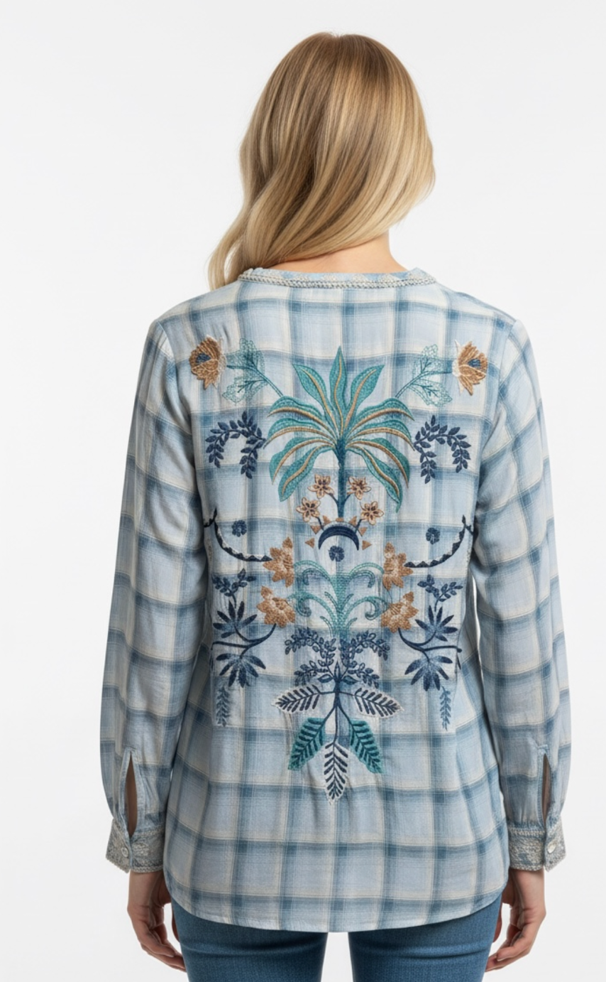 Relaxed Button Down Shirt-Una W10226-3