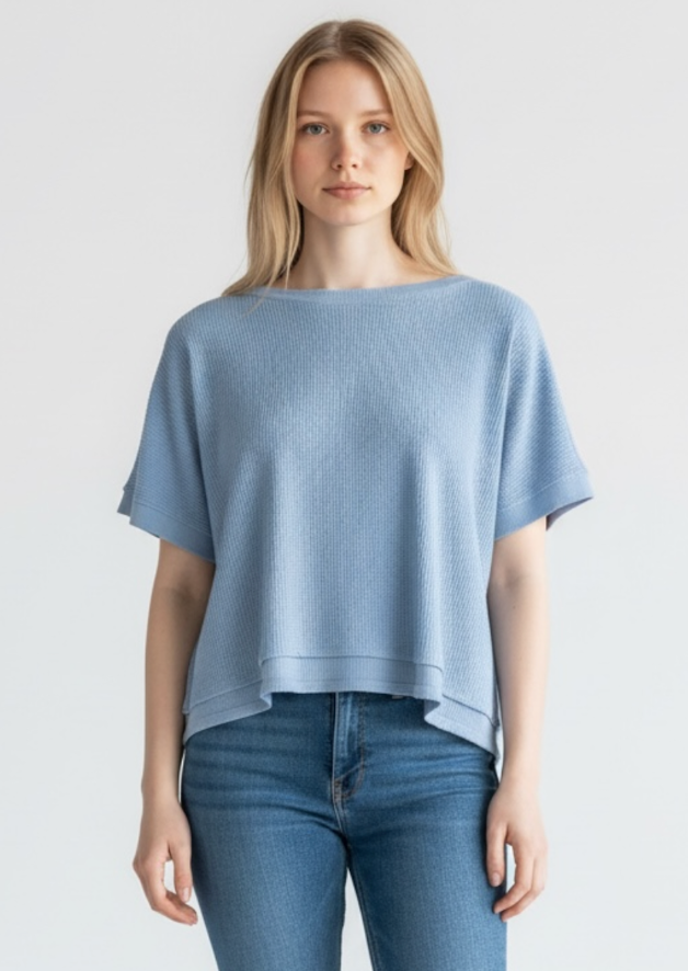 Half Sleeve Dolman Open Crew Boxy Top 41G-17840