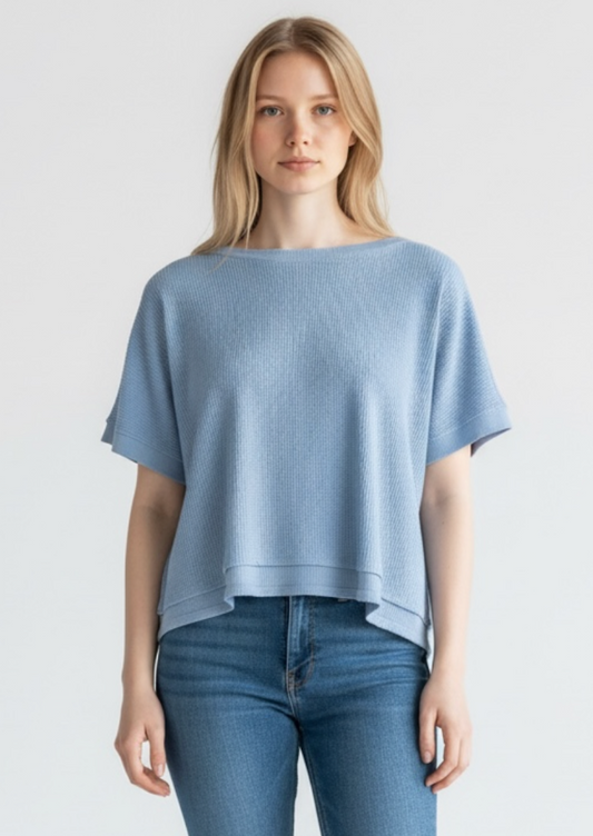 Half Sleeve Dolman Open Crew Boxy Top 41G-17840