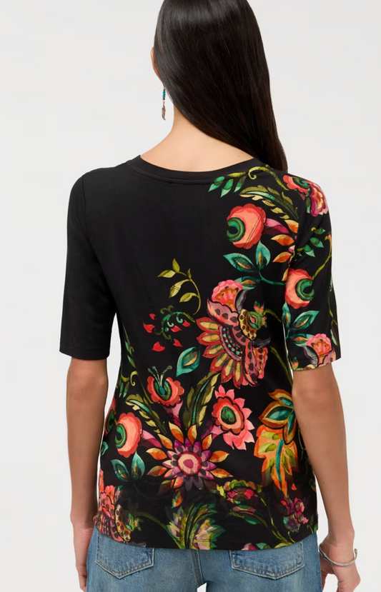 The Janie Favorite Fitted V-Neck Elbow Sleeve Tee  T12726A-4